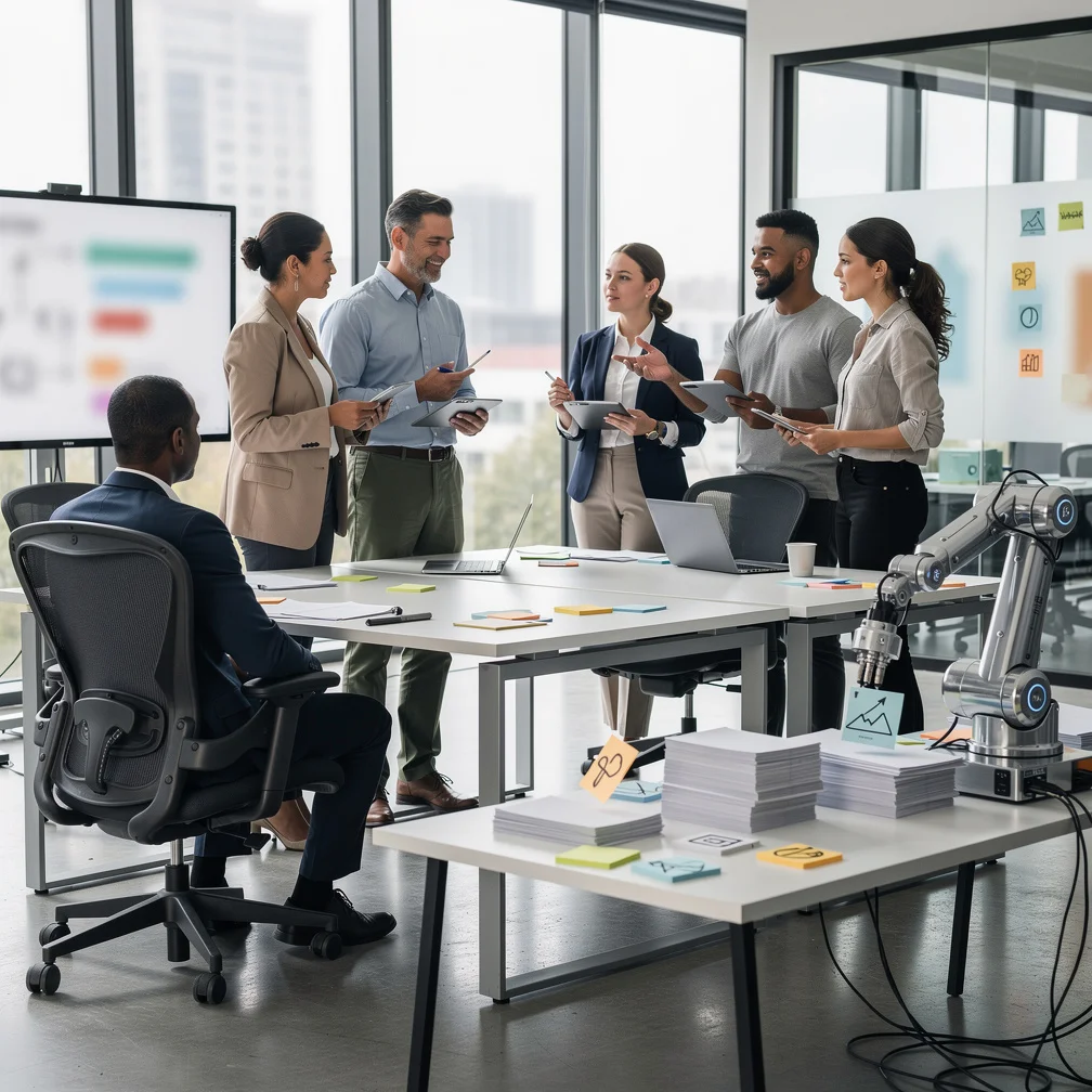 Team collaborating on automated blogging workflow, optimizing for SEO growth and content efficiency in 2026