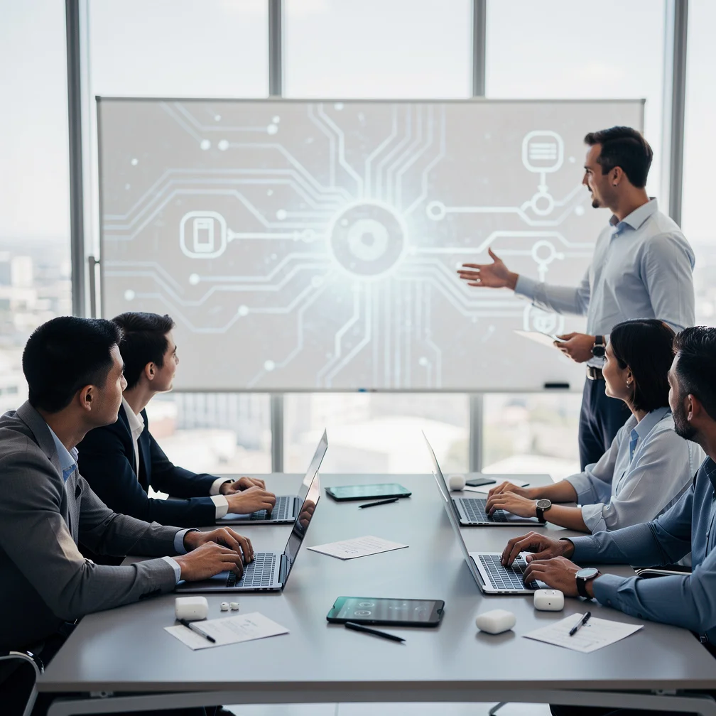 Tech professional using AI-powered writing software on a laptop, highlighting essential 2026 skills for content creation.