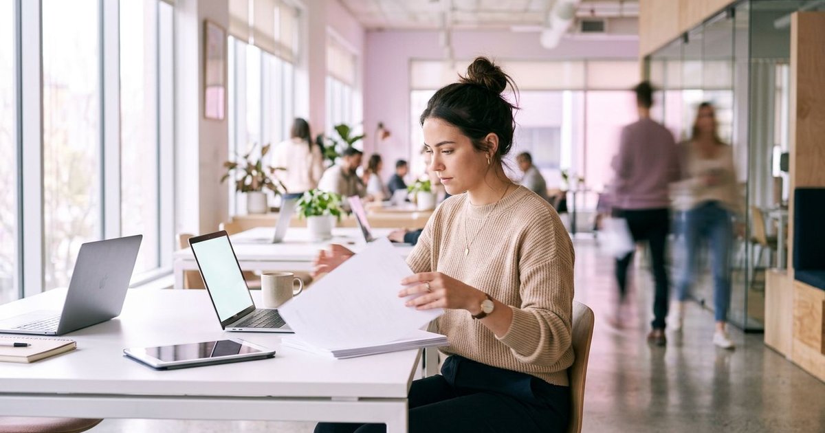 Recruiters reviewing a tech resume on a laptop at TechHire2026 Summit, discussing ATS strategies and resume hacks.