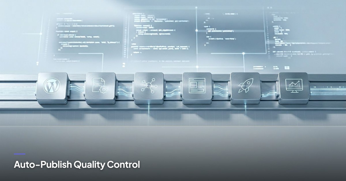 A sleek, geometric workstation features modular CMS blocks connected by glowing paths, evoking seamless automation.